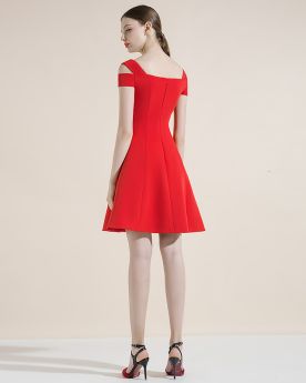 Clearance Backless Simple Beautiful Hollow Out Short 2018 Sleeveless Semi Formal Dresses Red Cocktail Dress Fit And Flare Juniors