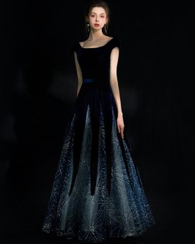 Velvet Sleeveless Evening Dresses Sequin Backless Elegant Prom Dress Sparkly