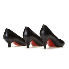 Suela Roja Tacon Bajo En Punta Fina Informales Clasicos Negros Vestido Para Oficina Sencillos Stiletto Zapatos Mujer