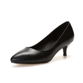 Pumps Kitten Heel Stiletto Heels Office Shoes Black Leather 2018 Heels Simple Red Sole Classic