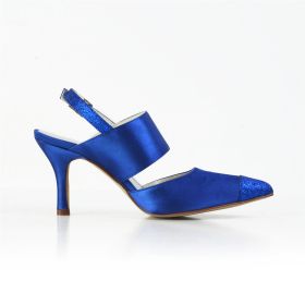 Stilettos Royalblau Brautjungfer Schuhe Spitz Zeh Sandaletten Damen Slingpumps Mit 8 cm High Heels