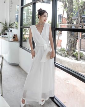 Wide Leg Pants Casual Wear Smock Jumpsuits Outfits With Belt Wrap Low Cut Open Back White