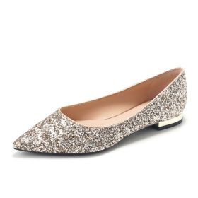 Ballet Flats Bridals Wedding Shoes Glitter Champagne Gold
