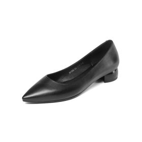 Sencillos Zapatos Tacones Informales De Punta Fina Negro 3 cm Tacon Bajo Vestido Para Trabajo Piel